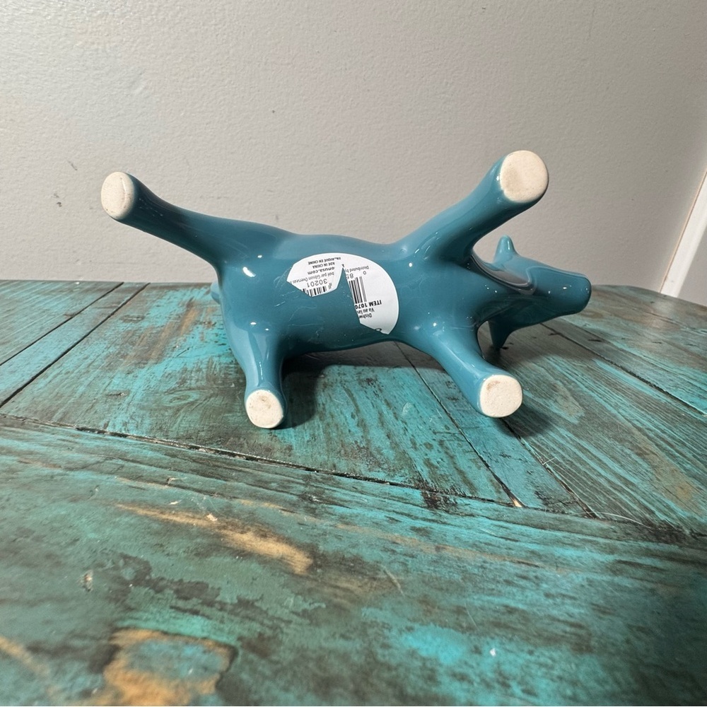 The Pioneer Woman Teal Cow Creamer Flea Market Collection Gibson NEW - Picture 6 of 8